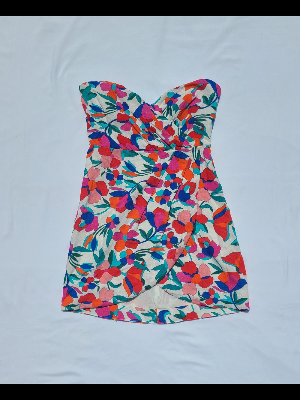 Vici Strapless Floral Mini Dress in Cream, Pink, Orange, Green, Blue
